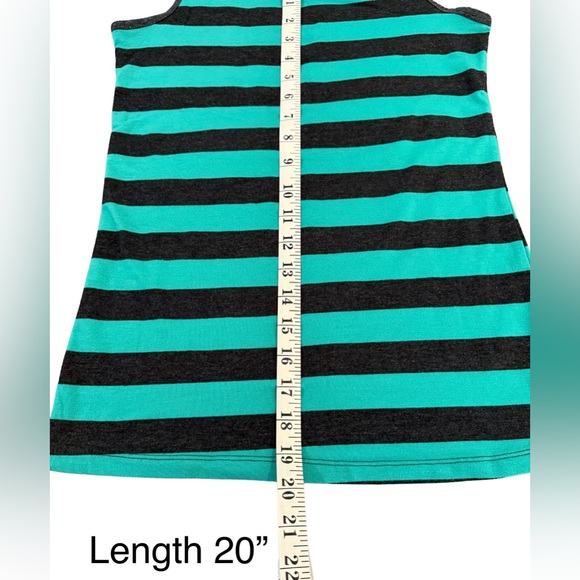 Women’s Rue-21 Cotton & Spandex Tank Top, Green & Black Striped - Picture 8 of 14